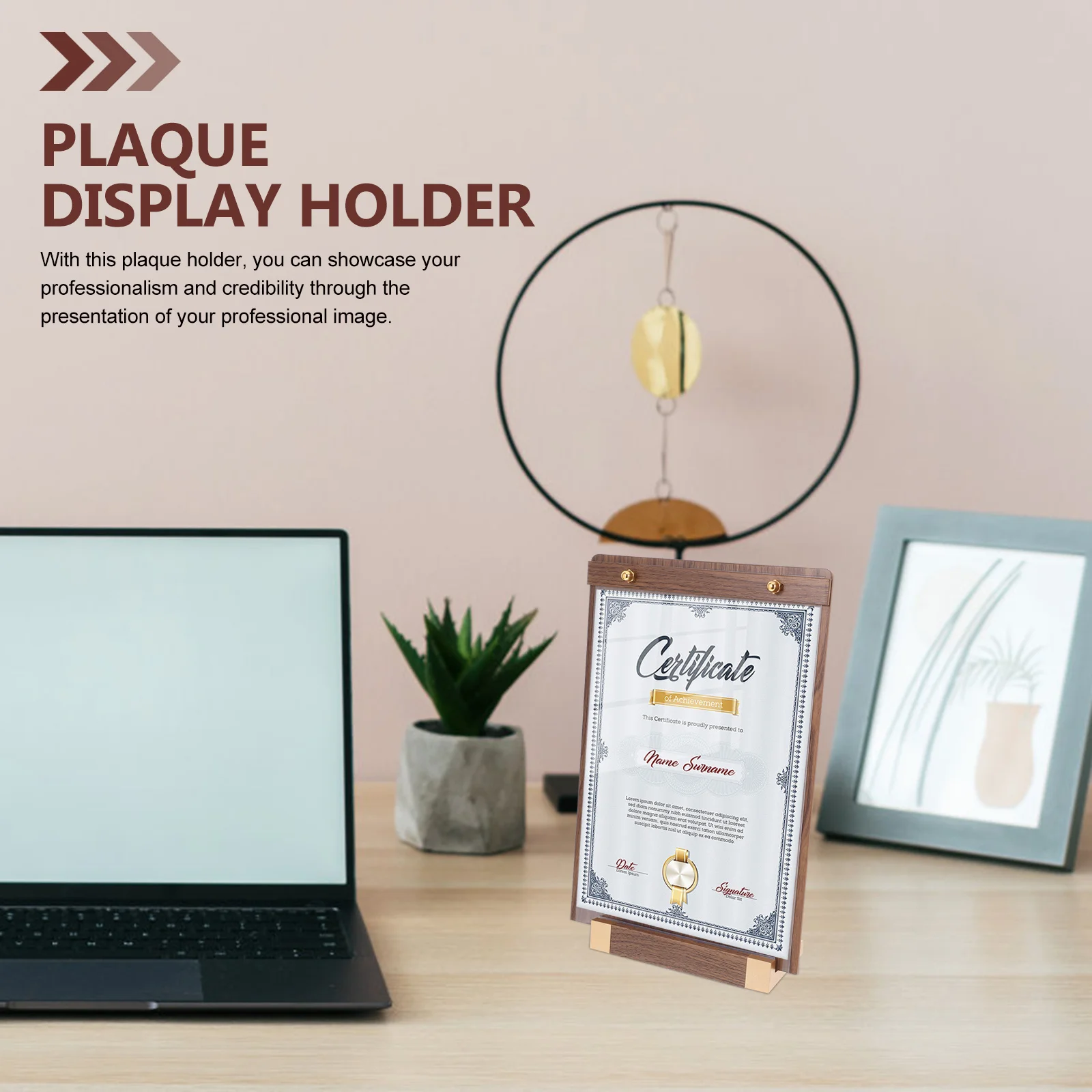 

Wooden Desktop Certificate Plaque Display Stand Vertical Holder for Diploma Document Display Award Plaque Certificate Frames