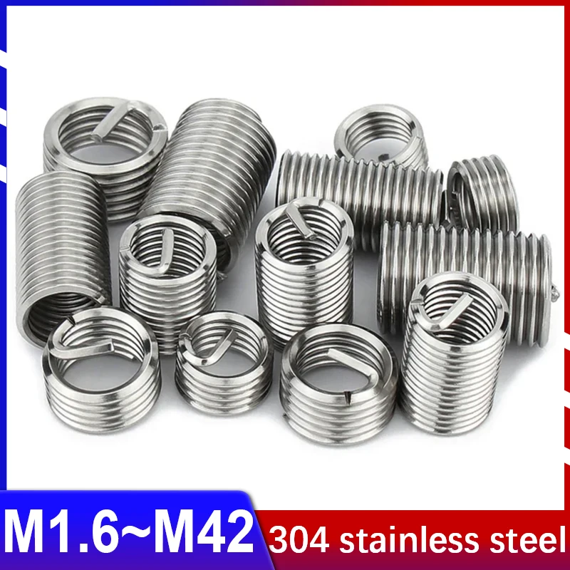 

M1.6 M2 M3 M4 M5 M6~M24 Thread Insert 304 Stainless Steel Screw Tooth Sleeve Wire Thread Repair Protective Coiled Helical Sleeve