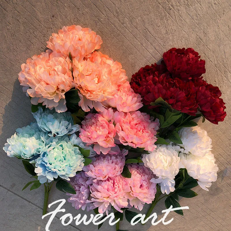 Simulated Flower Household Silk Screen Fabric Artificial Flowers With 5 Heads Of Wealthy Peonies Wedding Party Table Decoration