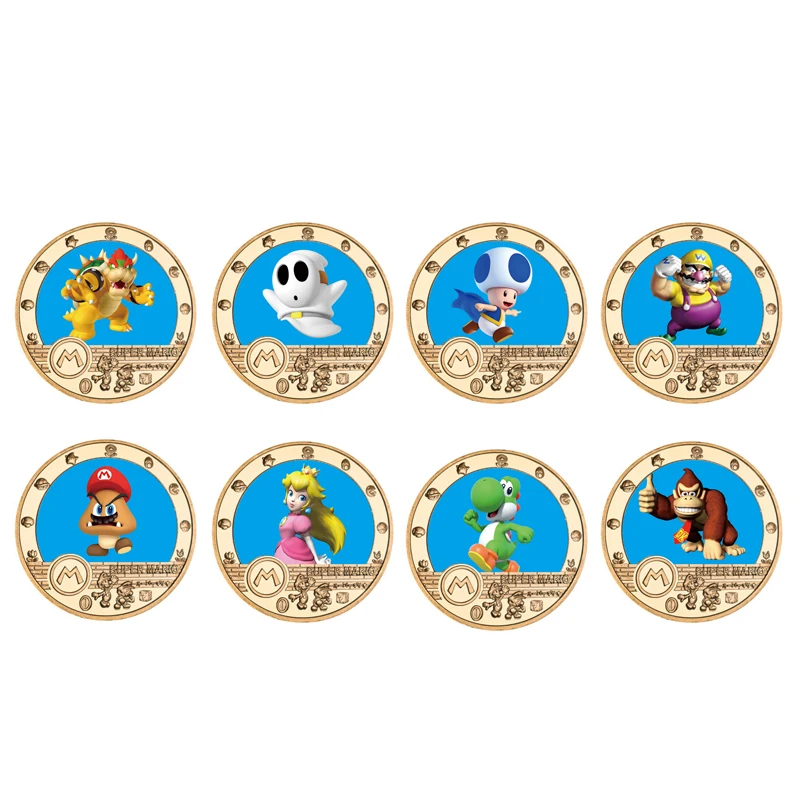 سوبر ماريو بروس يوشي عملة تذكارية أنيمي الأميرة الخوخ واريو الطرفية جمع عملة ديكور المنزل هدايا الأطفال