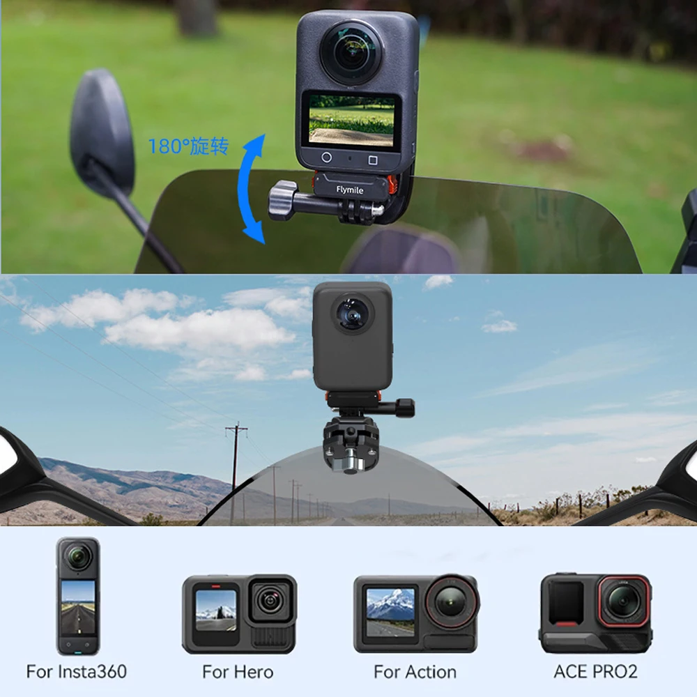Per DJI OSMO 360/Insta360 ACE Serie Moto Parabrezza Montaggio Clip POV Supporto OSMO Action 3/4/5 Pro/Per Gopro Hero Universale