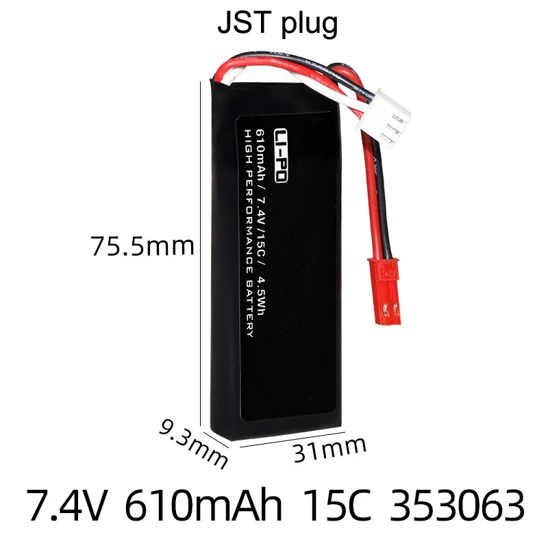 7.4V 610mAh 15C Lipo battery with USB Charger for Hubsan X4 H502S H502E H216A RC Quadcopter Drone Spare Parts