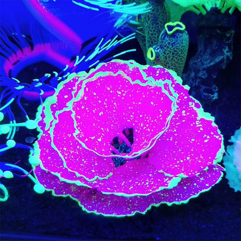 Fluorescent Aquarium Decoration Fish Tank Landscaping Coral Simulation Lettuce Aquarium Plants Ornament Underwater Fish Tank