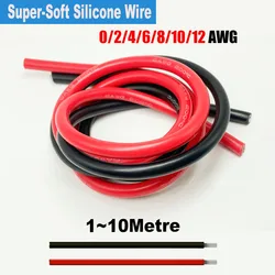 Super soft Silicone Red Black Wire 0 2 4 6 8AWG 10AWG Heat Resistant Tin-Copper Stranded Wire Car Battery Electrical Power Cable