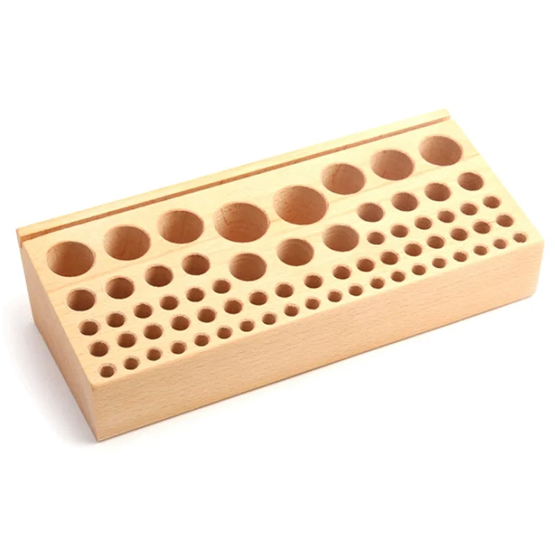 

ABBY-Tool Rack 68 Hole Manual DIY Beech Wood Tool Table Storage Rack Printing Tool Rack Storage Tool Box Durable