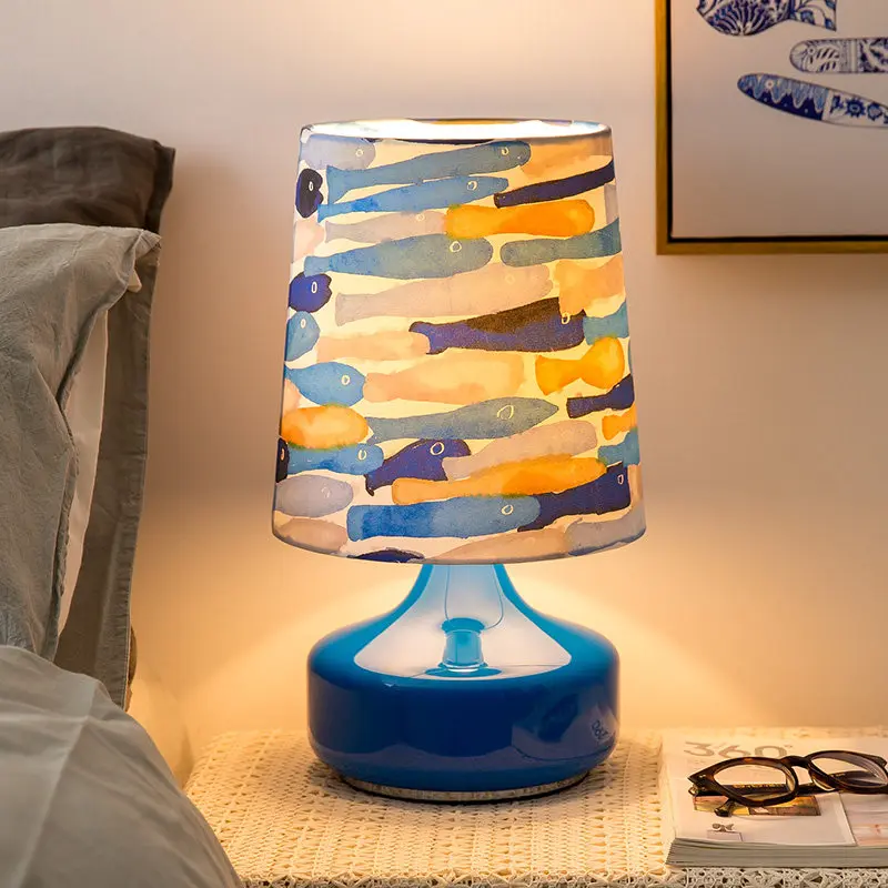 Creative Printed Fabric Table Lamp Bedroom Bedside Living Room Study Children's Room Dining Warm Romantic Atmosphere Desk Lights