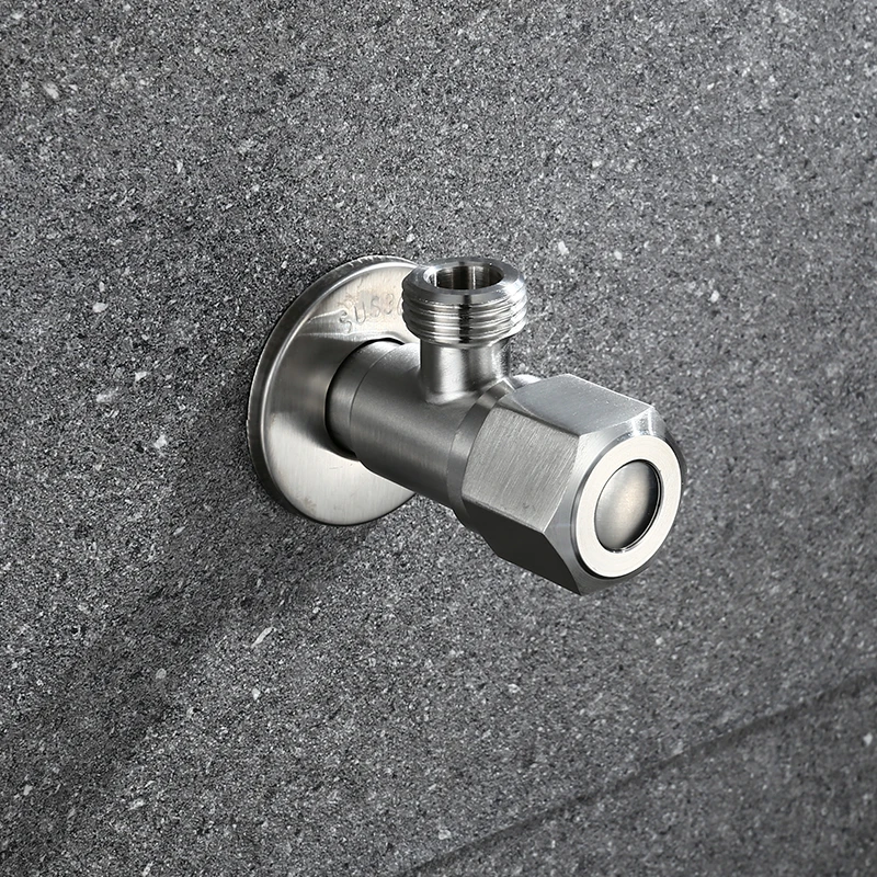 Baokemo Stainless Steel Bathroom Quick Opening Triangle Valve Faucet Accessories Two Way Angle Valve G1/2 Thread Water Inlet