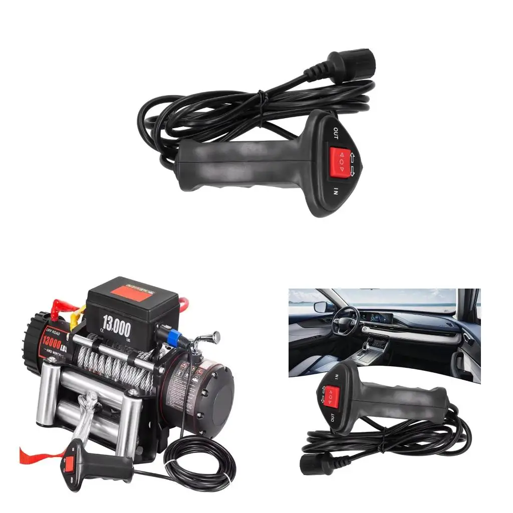 Electric Winch Hand Remote Part, Corded 3 Pin End Unit with 9.2 Foot Cable for Vehicle Winch Control and Repair Tasks for Daily