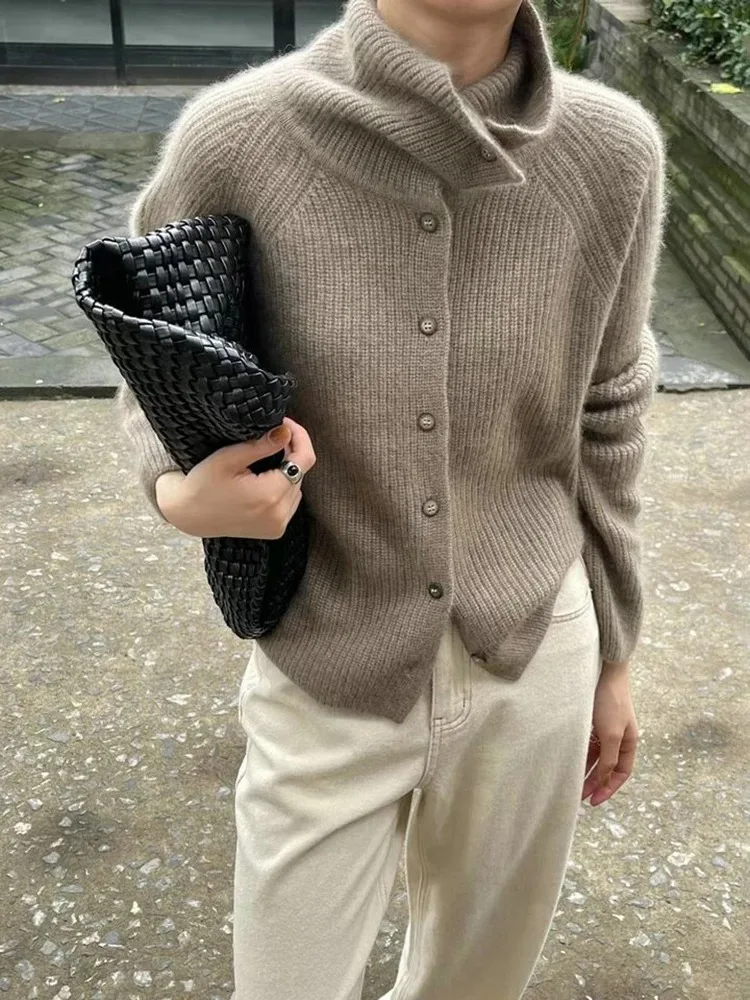 

Tuularose Women Casual Sweaters Retro Ribbed Single-Breasted Patchwork Oversized Cardigan Fashion Chic Streetwear Female Jumpers