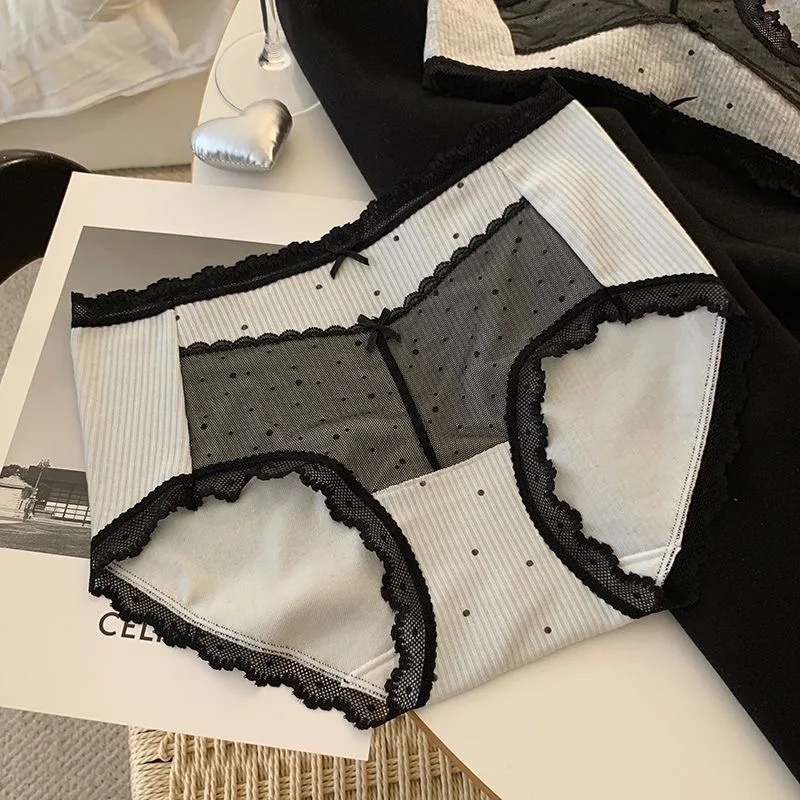 【1pcs】sexy female lingerie french style lace bow woman underwear panties for women japanese style Lolita accessories y2k