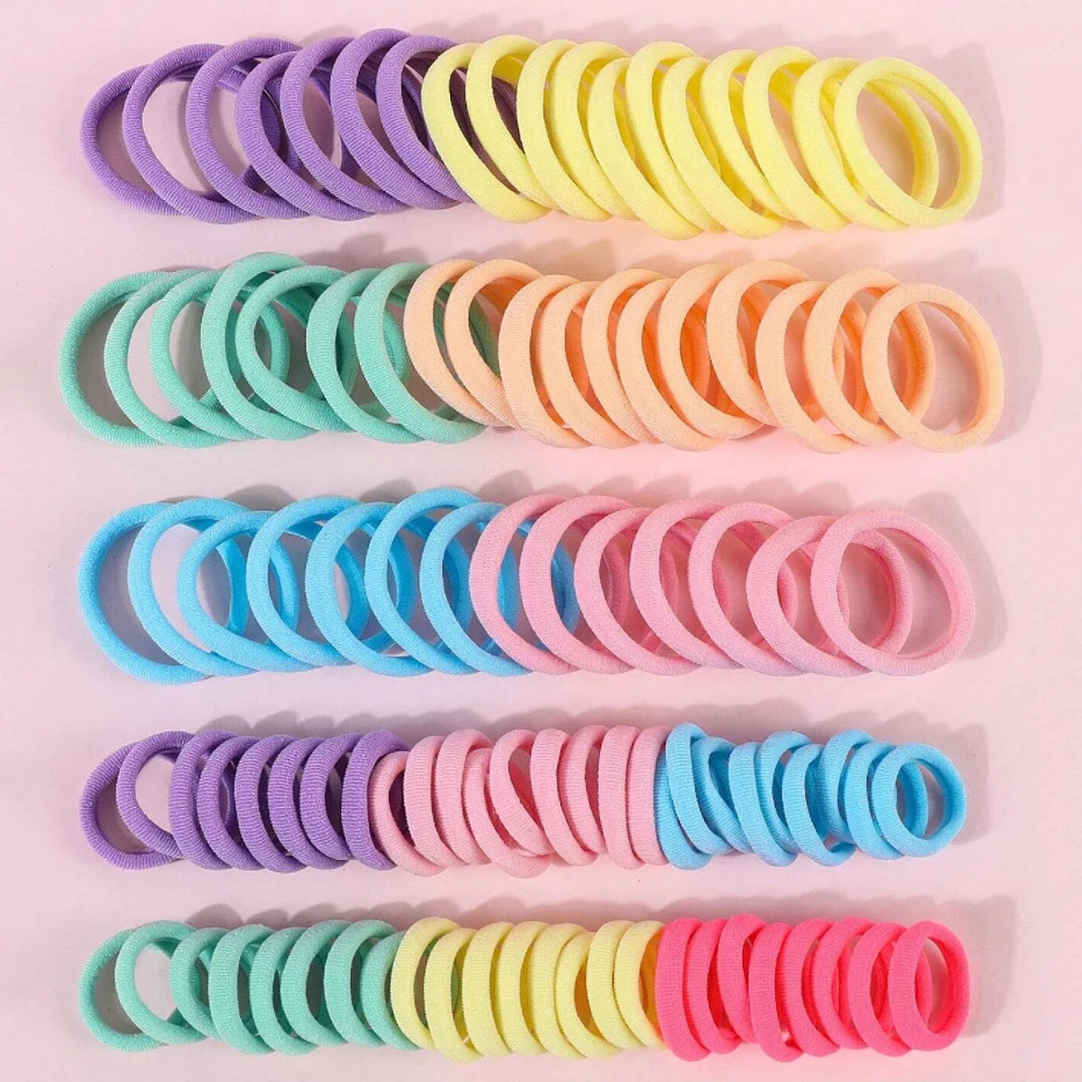 100Pcs Girls Hair Bands Nylon Hair Ties Candy Color Elastic Rubber Band Children Ponytail Holder Headband Girls Hair Accessories