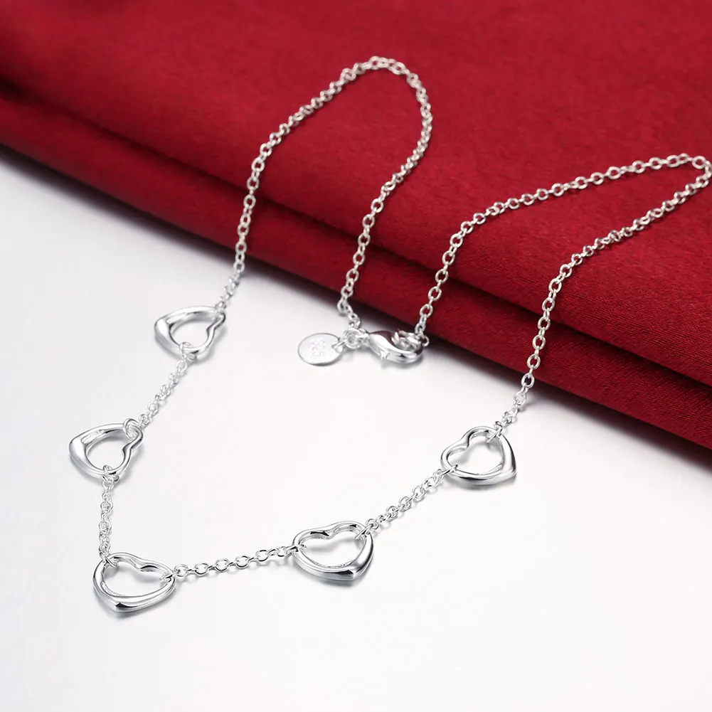 

Wholesale Charms Heart Love 925 Sterling Silver For Women Necklace Jewelry Lady Fashion Cute Wedding Christmas Gifts