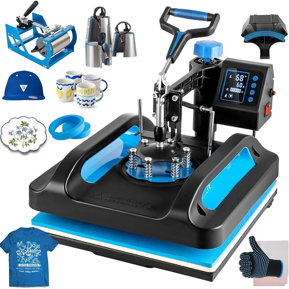 

15x15 Heat Prhine, 8 in 1 Heat Prhine, Sublimation T Shirt Pring hine, 360-Degree Swing Away Heat Transer hine Multiunction Comb