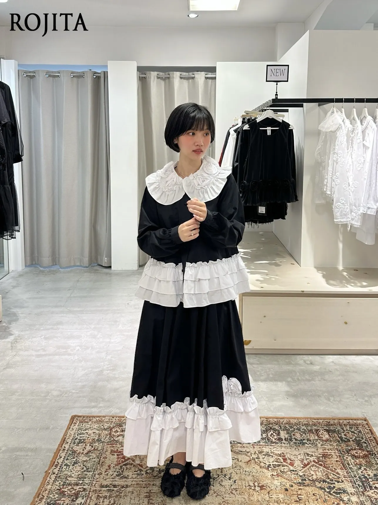 Sweet Goth Vintage Doll Style Blouse Japanese Retro Three-dimensional Rose Multi-layer Lotus Leaf Splicing Design Jacket