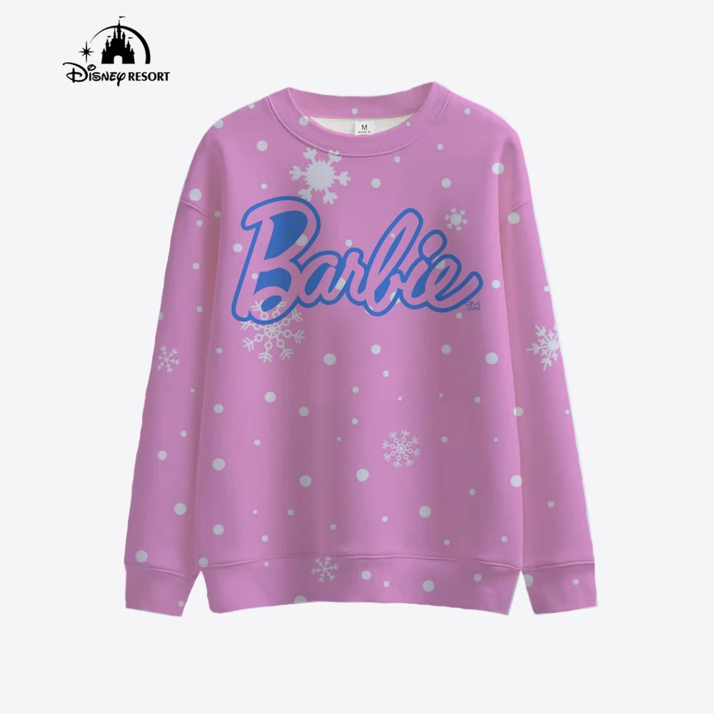 2024 Spring/Summer Women\'s 3D Printed New Barbie Princess Printed Hoodie Street Casual Sports Hoodie