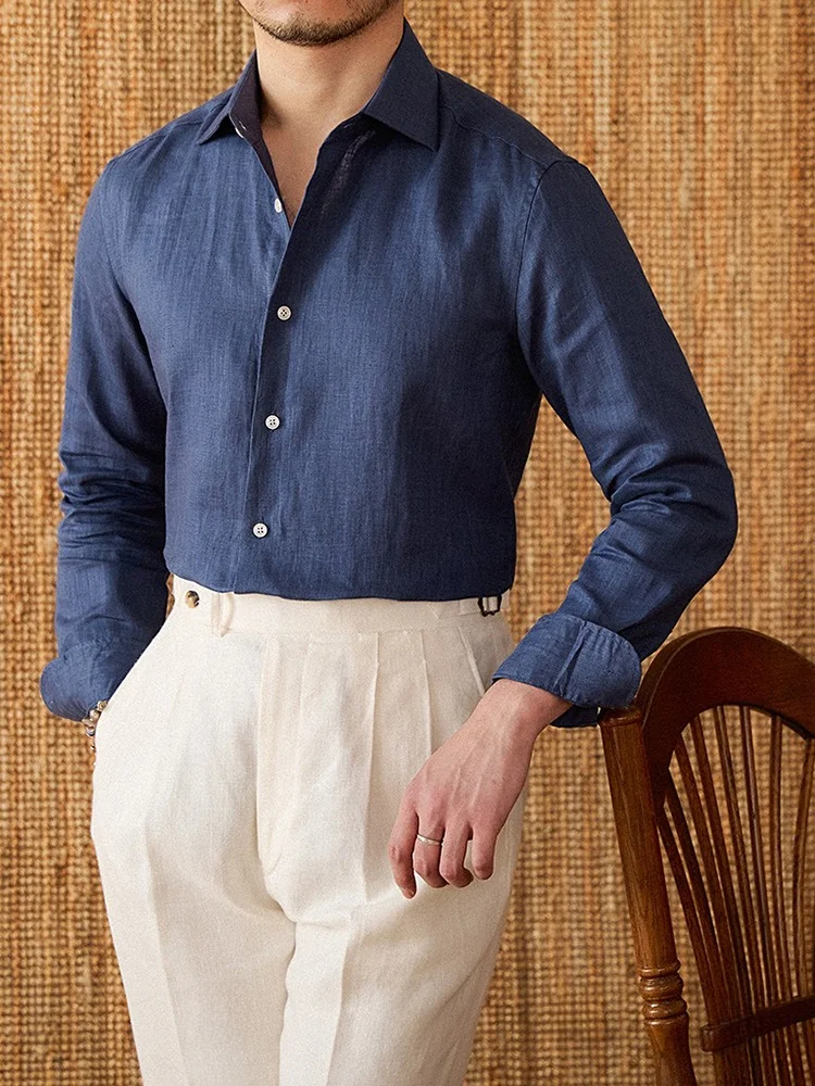 

Мистер. Мужская летняя футболка из дышащего льна, универсальная, повседневная, легкая, однотонная, комфортная, базовая модель.