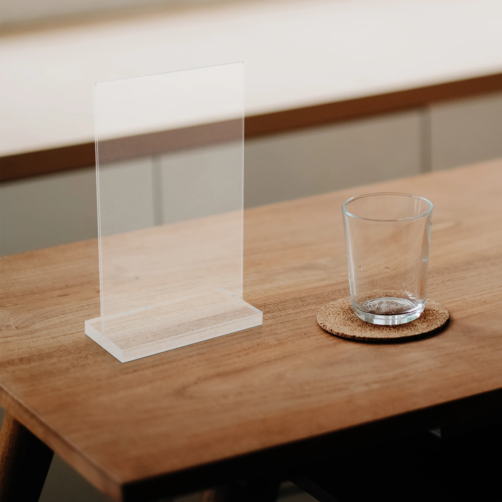 4pcs Transparent Table Sign Poster Board Clear Display Stand Signage 15x10cm Signage Stand Document Holder