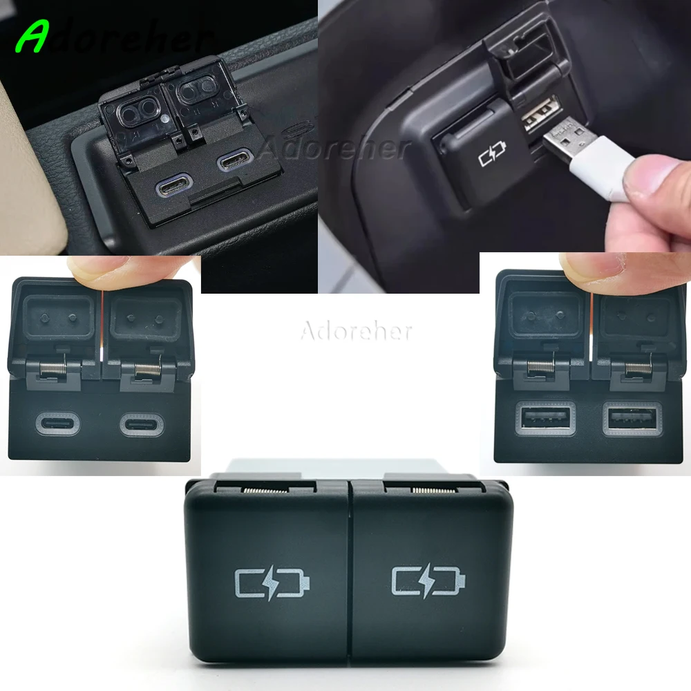 

1 шт. автомобильное быстрое зарядное устройство с двумя USB-портами и кабелем Type-C PD для Toyota Sienna Highlander RAV4 2018-2022, автомобильные аксессуары