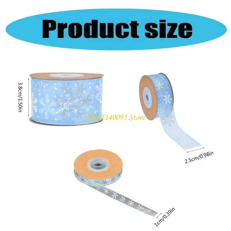 DXAE Festives Polyester Ribbon Gift Wrapping Ribbon Snowflake Crafting Ribbon for Creative Holiday Crafts