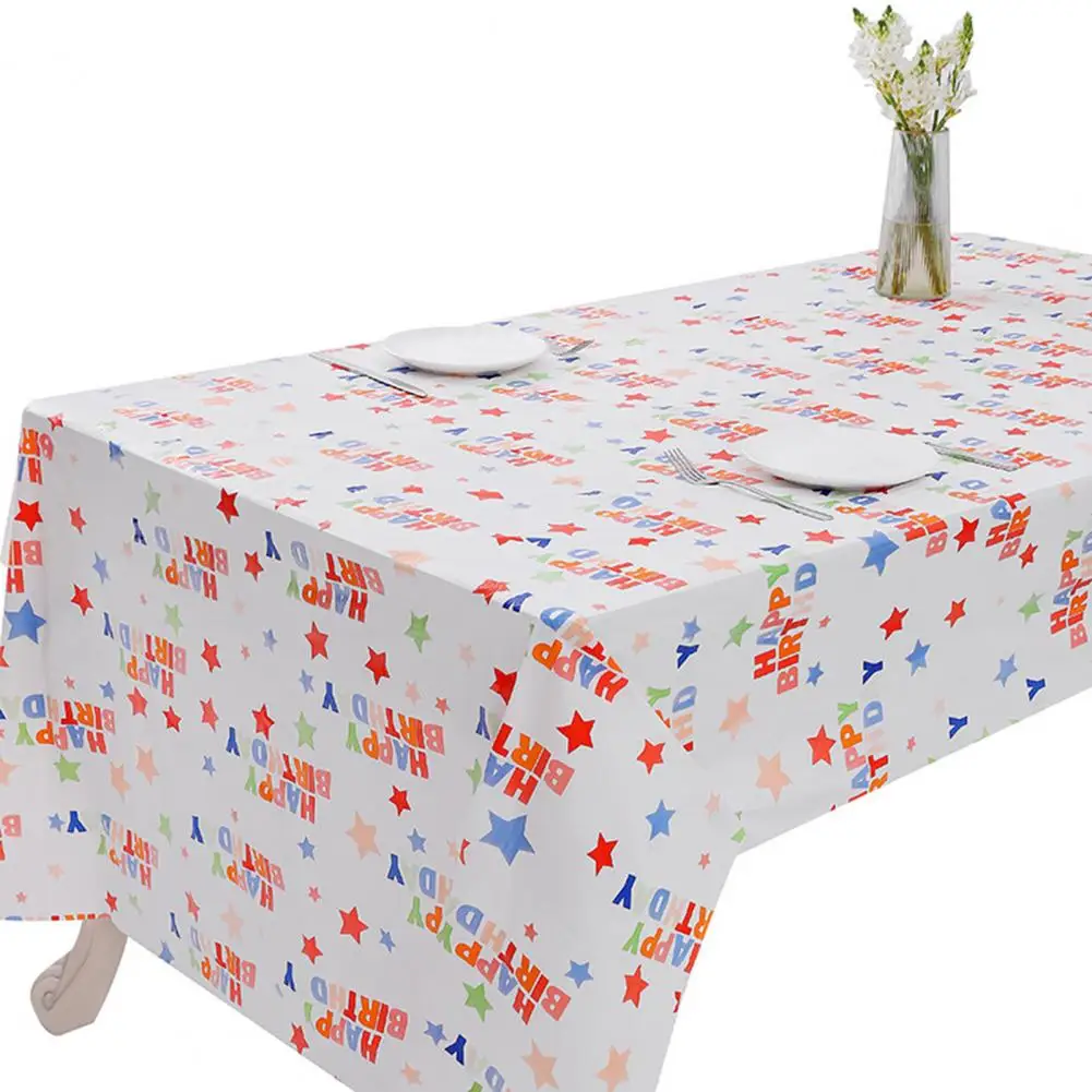 Happy Birthday Printed Tablecloth Birthday Party Rectangular Tablecloth Disposable Star Print Tablecloth for Kids Birthday Party