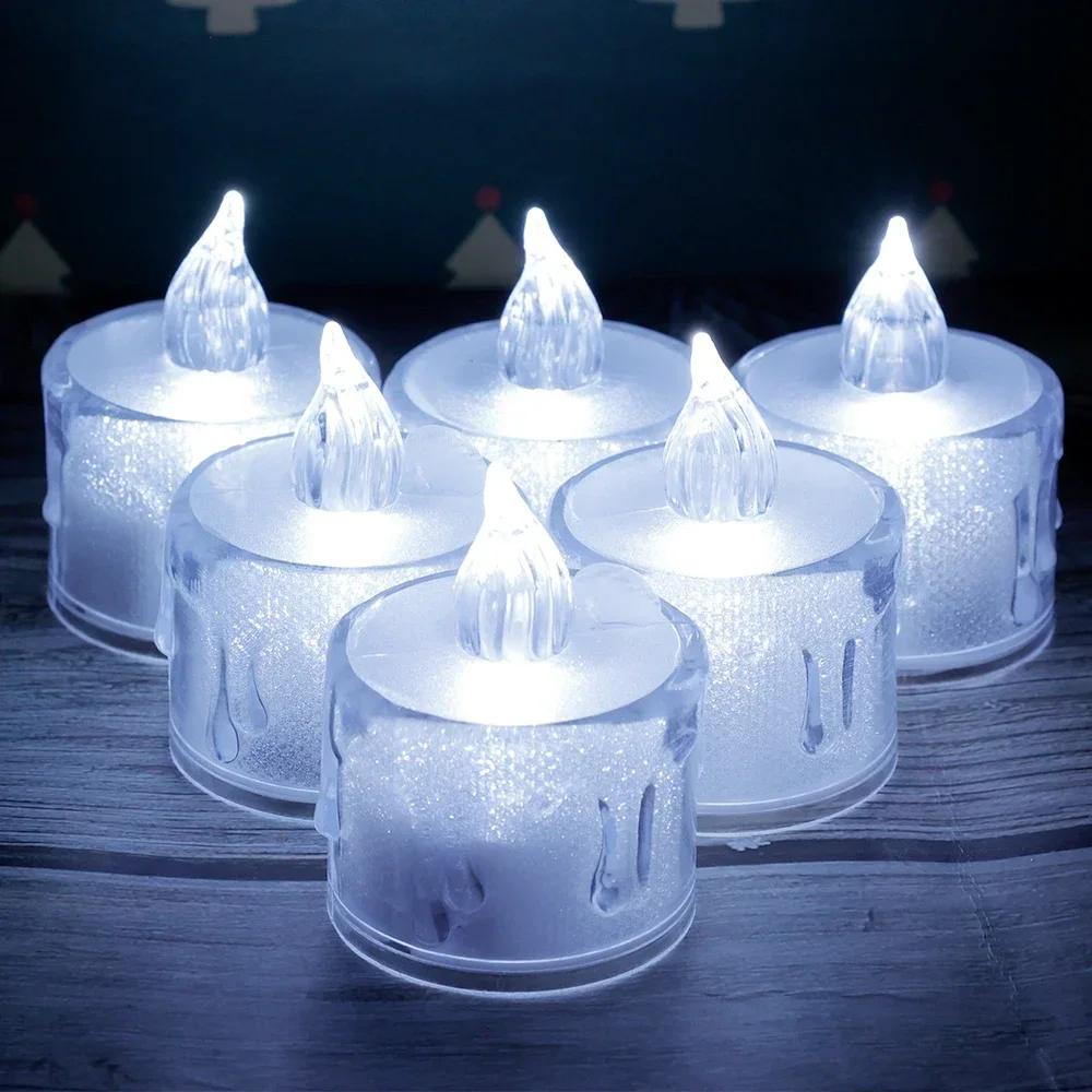 6/3Pcs LED Candle Battery Operated Simulation Flameless Tea Lights Romantic Candle for Wedding Christmas Decoration Table Lamp