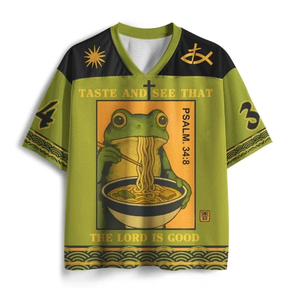 2026Fun Frog Pattern 3DPrint Quick-Dry Breathable Sports Fashion MenWomen V-Neck Short-Sleeved TShirt Outdoor Street Family Coat