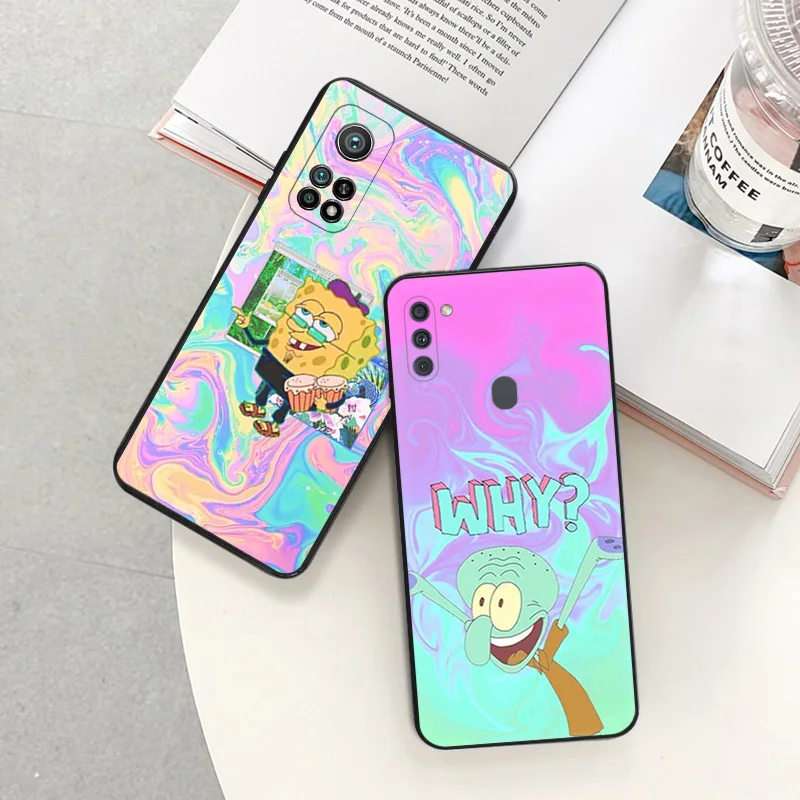 Phone Case For Samsung A24 A33 A34 A41 A51 A52 A53 A54 A71 A72 A73 A04 A03 A02 01 HEROCROSS S-SpongeBobs Camera Protective Cover