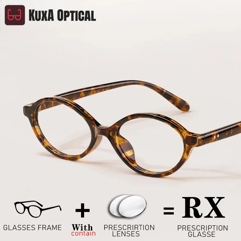 

KUXA Oval Fashion Eyewear Prescription Glasses Myopia Hyperopia Lenses Ocular Vision Reading Recipe Anti Blue Light Eyewear