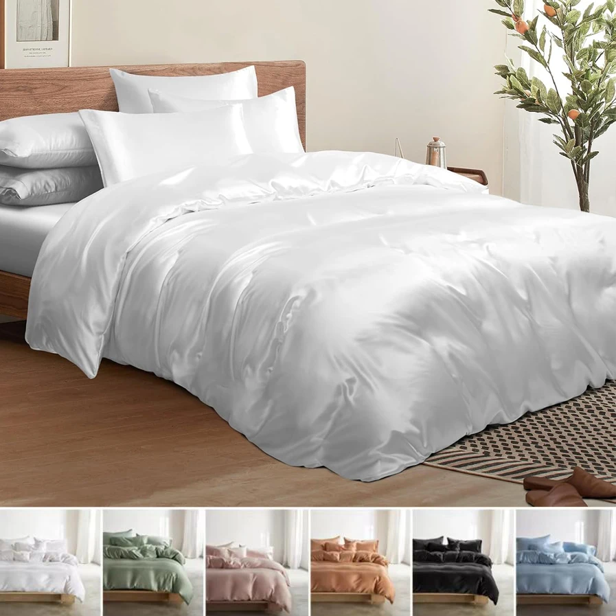 100% Mulberry Silk 22 Momme Bedding Set Luxury Duvet Cover Bed Sheet Pillowcases Solid Single Double Bedsheet Queen King Size