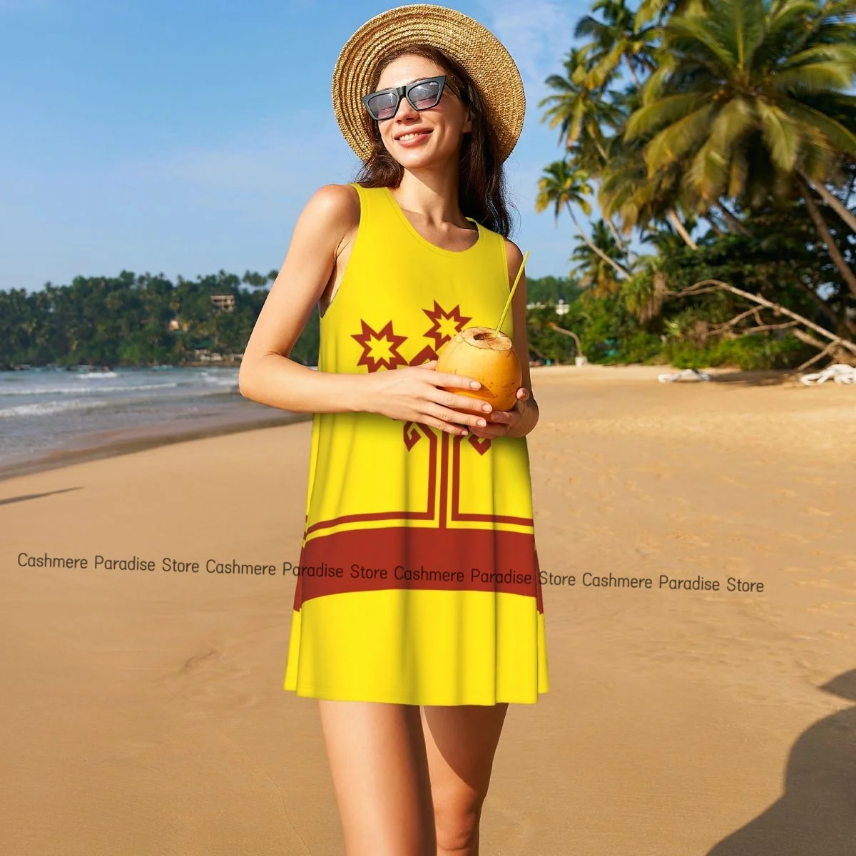 Damen Kleid Chuvashia Flagge Sommer Casual T-Shirt Kleider Strand Cover Up Tank Kleid