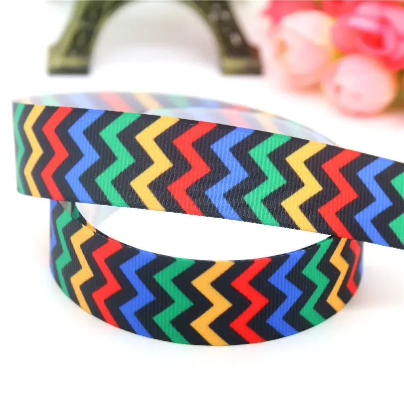 DUWES 7/8''  chevron quatrefoil pattern printed grosgrain ribbon hairbow headwear party decoration 22mm OEM D612