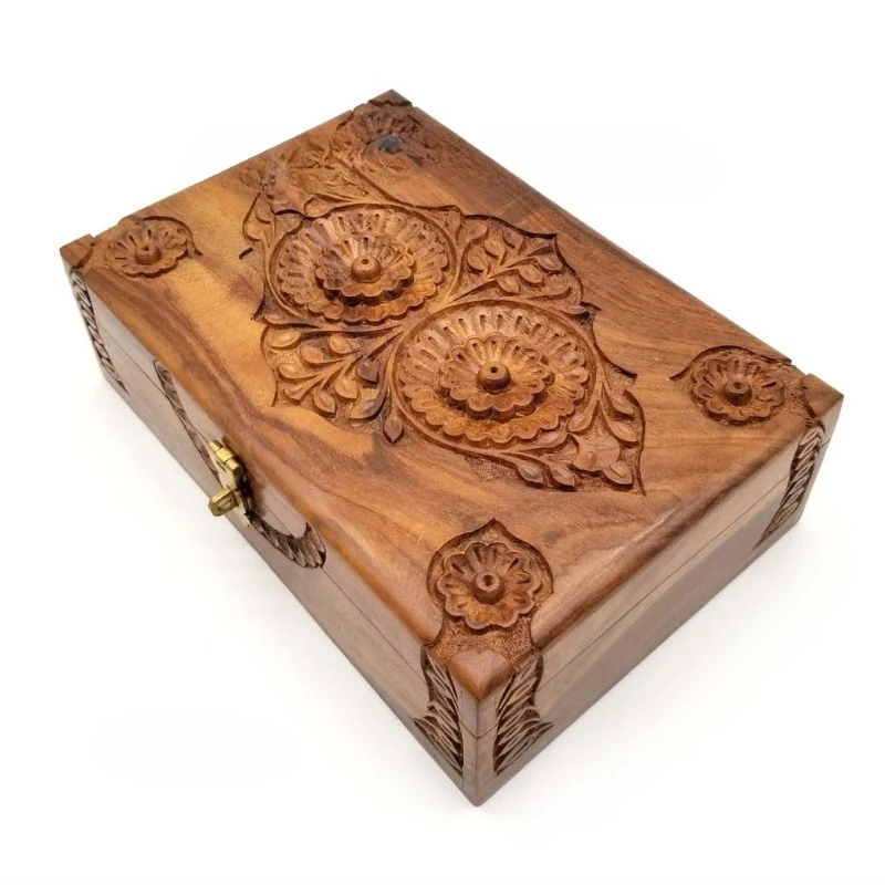 Wood carving jewelry box storage, dining room decoration soft decoration living room model room, Xinjiang travel gifts