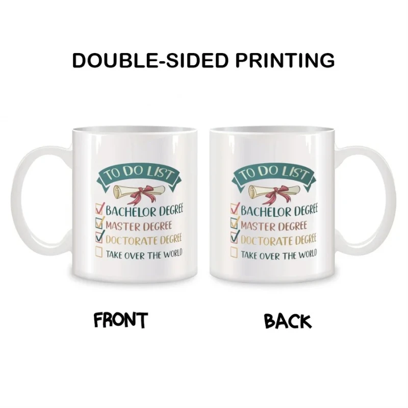 أكواب التخرج دكتوراه للرجال هدايا عيد ميلاد طبيب دكتوراه جديدة أكواب شاي سيراميك القهوة البيضاء 11 أونصة