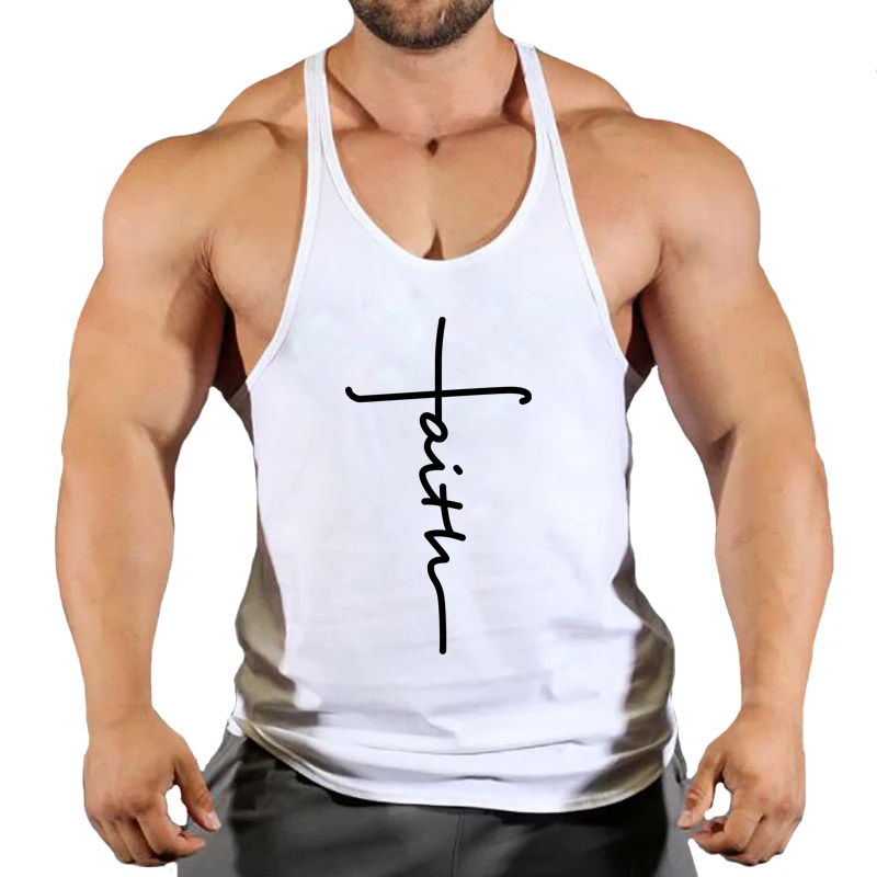 Bodybuilding Tank Tops Men Cotton Sleeveless Shirt Gym Fitness Training Clothes Stringer Singlet Male Summer Casual Printed Vest