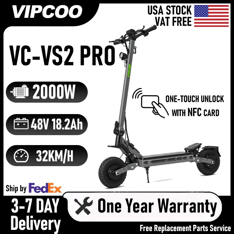 

Электросамокат VIPCOO VS2 PRO, складной, с двумя моторами 2*1000 Вт, литиевая батарея 48В18.2Ач, 10-дюймовые шины, городской электросамокат для взрослых