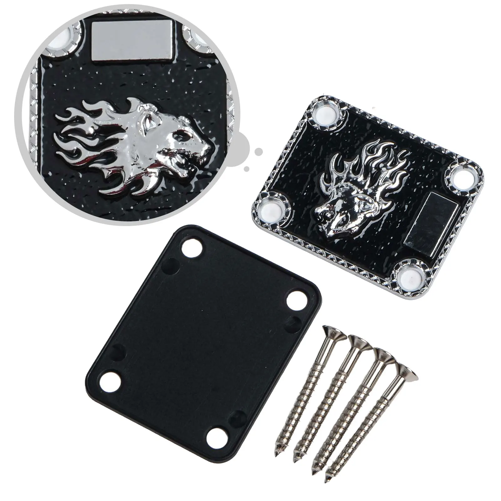 Electric Bass and Guitar Neck Strengthening Backing Plate with Metal Joint Board and 4 Mounting Screws for Secure Connection