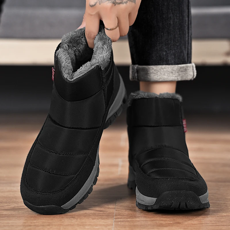 أحذية الشتاء الرجالية للثلج مقاومة للماء الدافئة القطيفة المضادة للانزلاق أحذية المشي لمسافات طويلة في الهواء الطلق أحذية رياضية للرجال