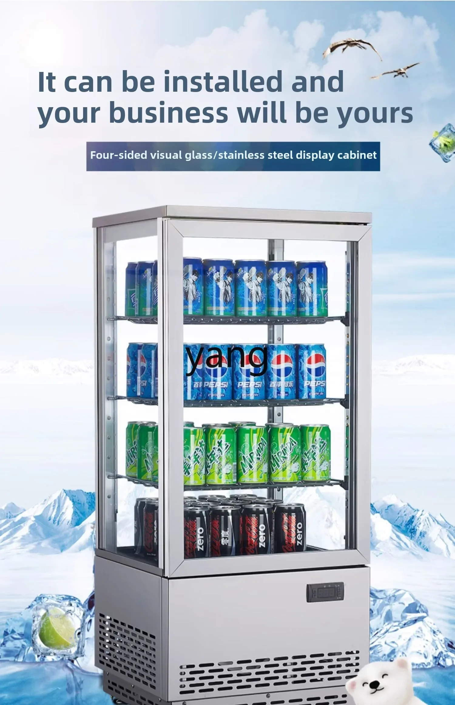 CX Refrigerated Desktop Beverage Display Cabinet Fruit Cake Deli Glass Freezer