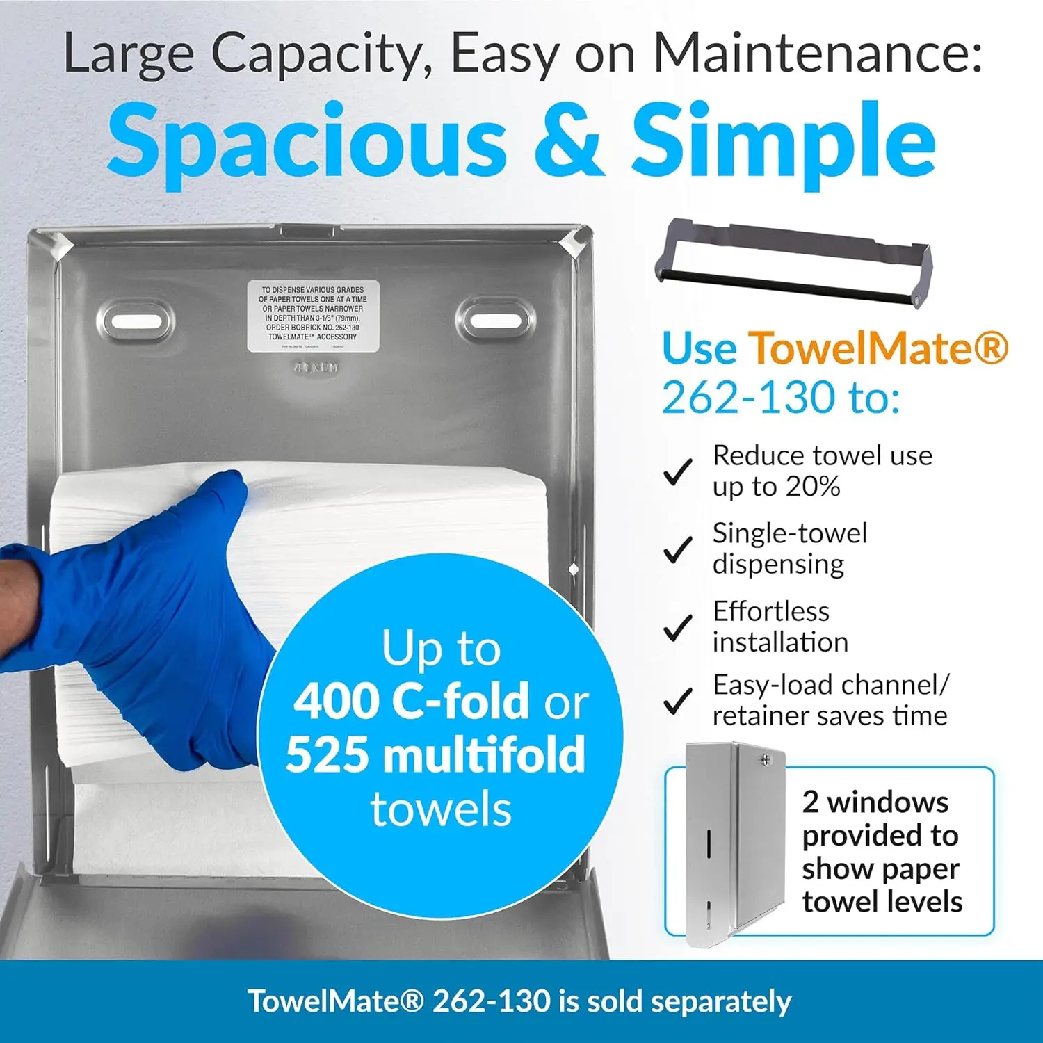 Коммерческий диспенсер для бумажных полотенец из нержавеющей стали большой емкости для C-Fold или многослойных полотенец