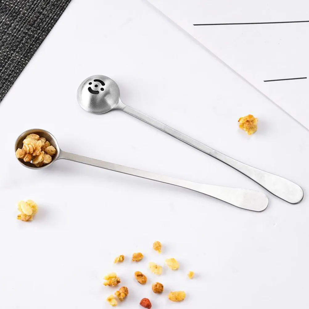 Stainless Steel Spoon Colander Seasoning Scoop Long Handle Perforated Strainer for Milk Tea Shop Bakery Kitchen Coffee Shop