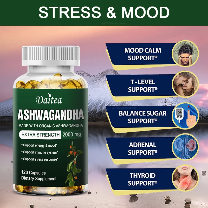 Organic Ashwagandha Specific Capsules Support Brain and Memory, Relieve Stress, Support Concentration, Deep Sleep, Unisex