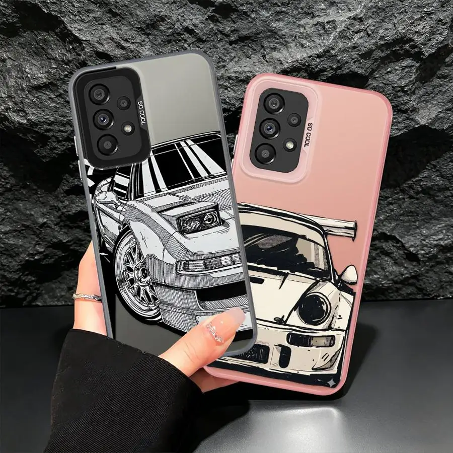 Case for Samsung Galaxy A57 A23 A24 A25 A37 A35 A34 A15 A16 A26 A13 A14 A12 A17 A20s Phone Cover Black White Car Sketch