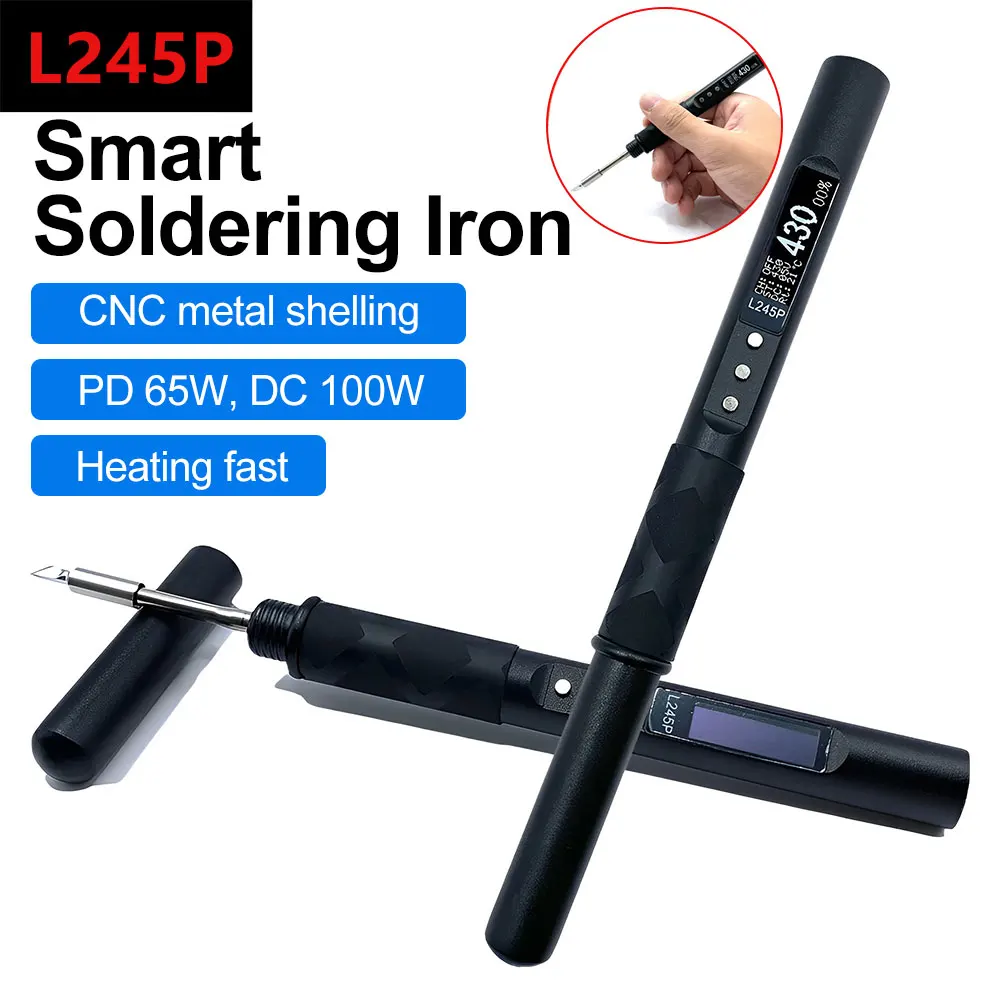 

PD 65W Soldering Iron Pen For JBC245 L245 L245P Fast Heat Solder Iron CNC Shell DC 90W For DIY Electric Repair Tool OLED Display