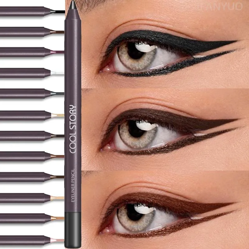 Waterproof Black Brown Eyeliner Gel Pencil Ultra-fine Matte Smooth Quick Dry Non-Smudge Easy Wear Eyeliner Pen Makeup for Eyes