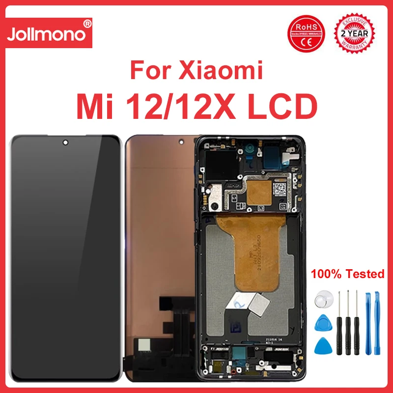 

6.28" Screen for Xiaomi 12 Mi 12 2201123G 2201123C Lcd Display Digital Touch Screen with Frame Assembly for Xiaomi 12X