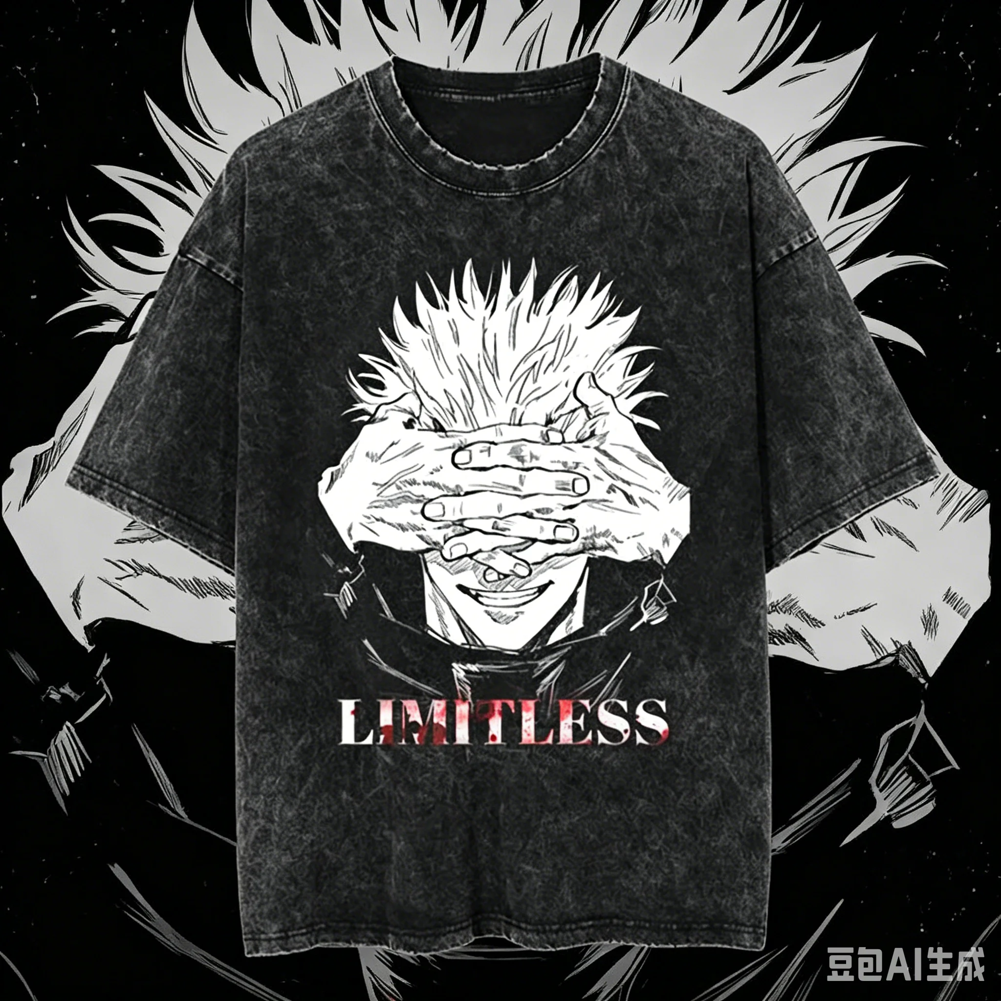 camiseta-vintage-com-efeito-desbotado-satoru-gojo-limitless-jujutsu-kaisen-camiseta-grafica-masculina-oversized-streetwear-anime-de-manga-curta