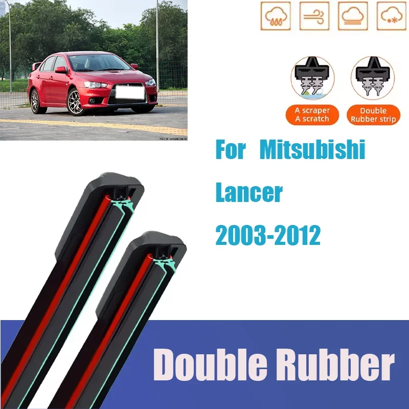 

For Mitsubishi Lancer Front Windshield Wiper Parts General Autos Multifunctional Cleaning Double Rubber Mute 2022 2017 2014