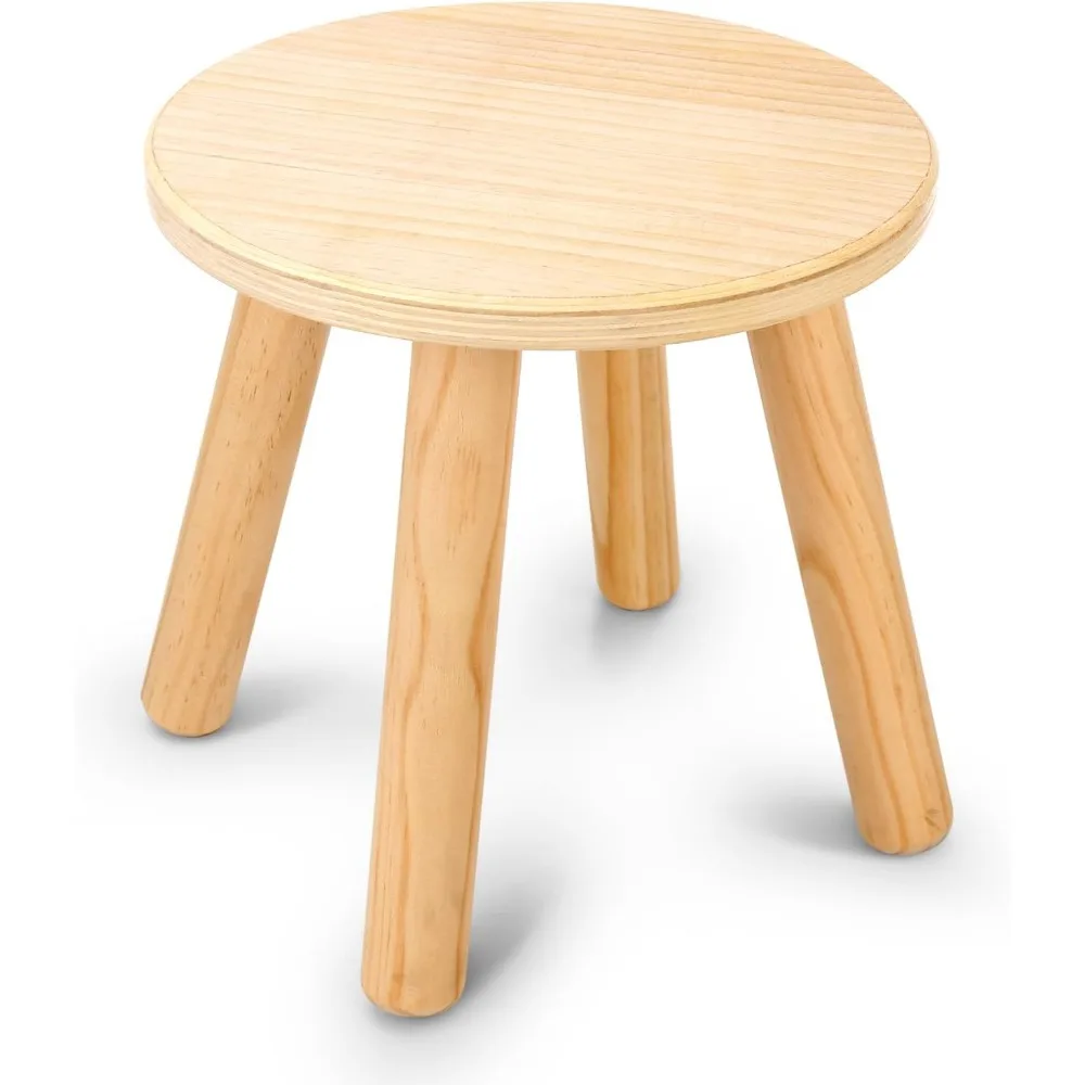

Wooden Step Stool for Kids 10 Inch Multi Purpose Chair for Playroom Bathroom Natural