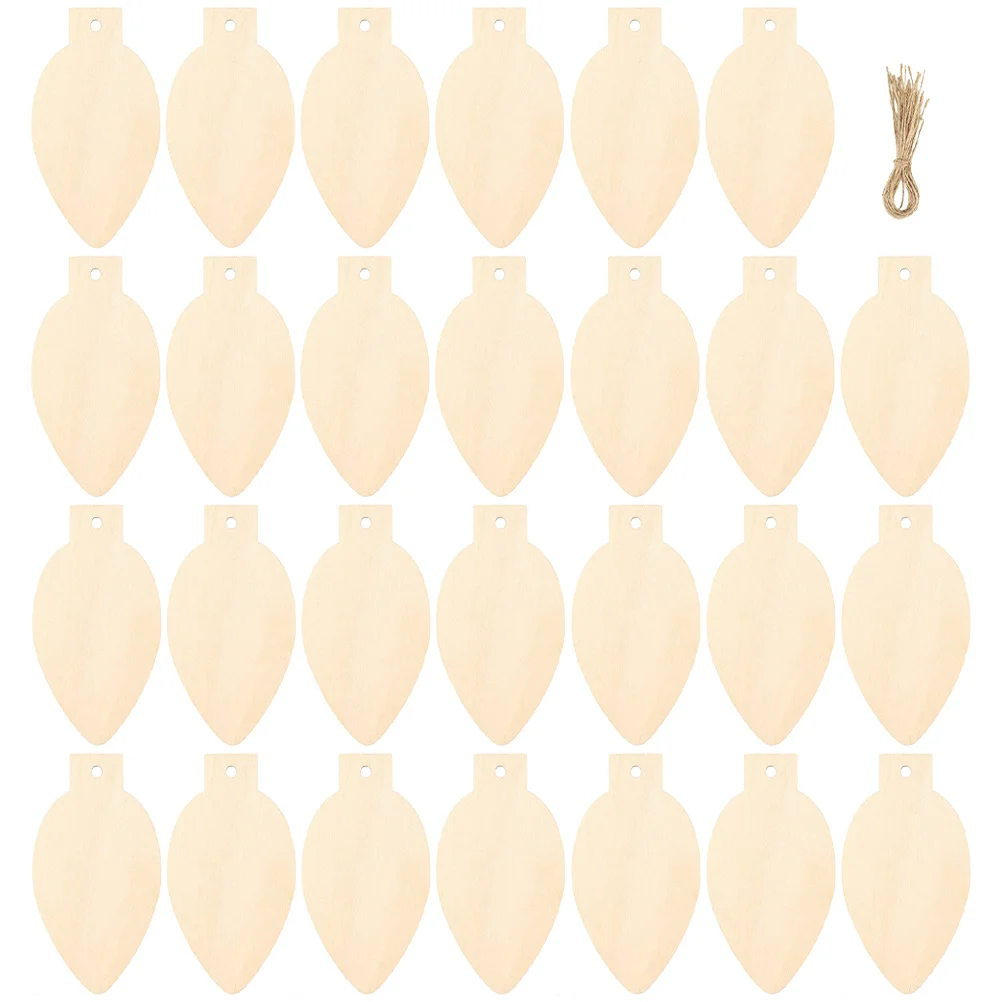 

1Set Wooden Hanging Ornaments Unfinished Light Bulb Cutouts Smooth Wood Slices for DIY Christmas Decor Craft Supplies Home
