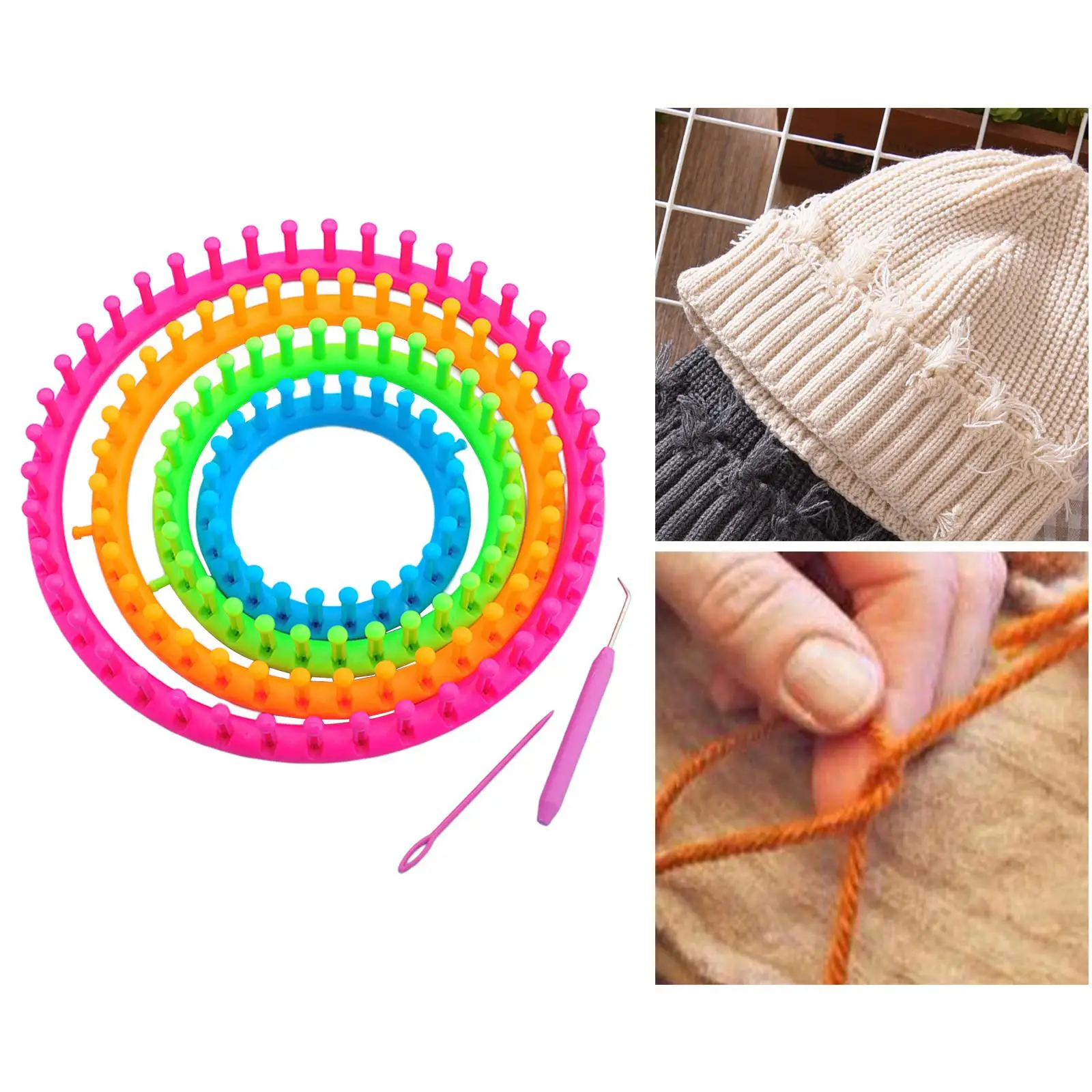 

Round Knitting Loom Hat with Hook , DIY Yarn Knitting Tool for Make Socks, Scarf, Hats, Sweater